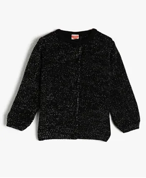 Koton Textured Knit Cardigan - Black