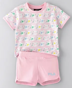 Fila Eniya Half Sleeves T-Shirt & Shorts Set - Pink
