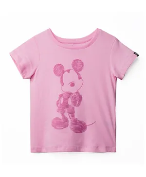 The Souled Store Official Mickey Mouse HD Print T-Shirt - Pink