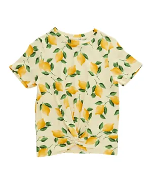 Little Pieces Floral  Tulip Top - Yellow