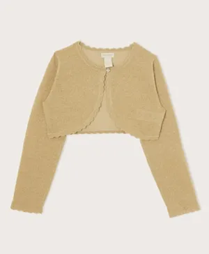 Monsoon Children Solid Niamh Sparkle Knit Cardigan - Gold