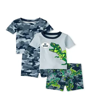 The Children's Place 2 Pack Dino Camo T-Shirt with Shorts Set - Grey