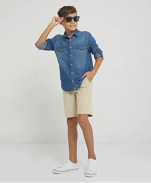 Aeropostale Solid Woven Shorts - Beige