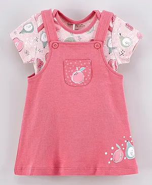 Homegrown Sustainable Fruits Dungaree And Bodysuit Set - Pink