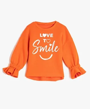 KOTON Love To Smile Graphic Sweatshirt - Orange