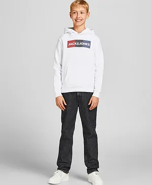 Jack & Jones Junior JJECORP Logo Sweat with Hood - White