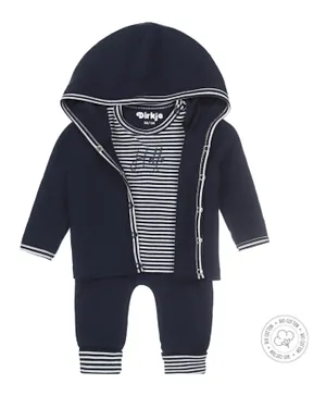 Dirkje Bio Cotton 3 Piece Babysuit Trousers Set - Navy