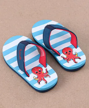 Cute Walk by Babyhug Stripe Flip Flops Octopus Print - Blue