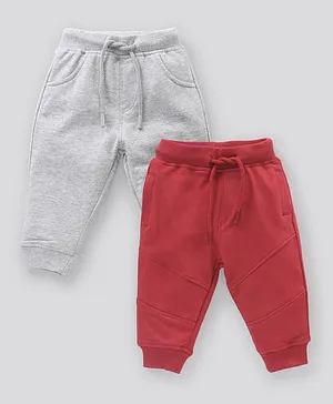 Bonfino Ankle Length Solid Joggers Pack of 2 - Maroon Grey