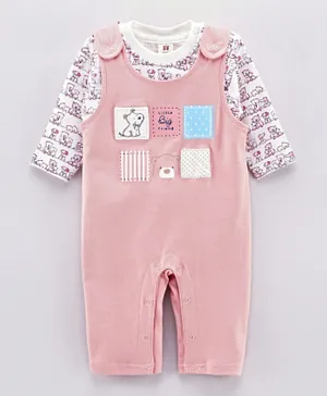 ToffyHouse Animals Romper with Inner Tee - Pink