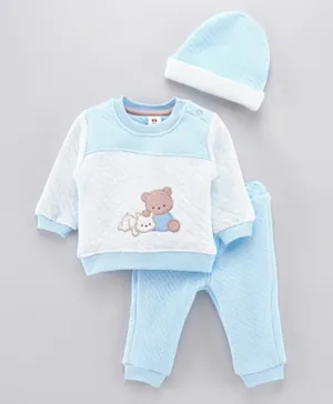 ToffyHouse Bear & Cat Sweatshirt & Pants Set  with Cap - Light Blue