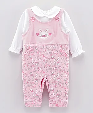ToffyHouse Bunny Romper with Inner Tee - Baby Pink