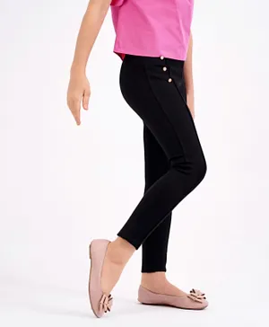 Primo Gino Ankle Length Jeggings Solid Color - Black