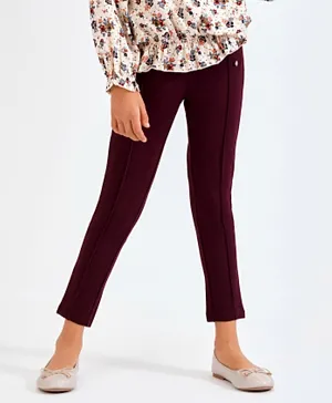 Primo Gino Ankle Length Jeggings Solid Color - Maroon