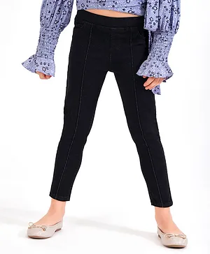 Primo Gino Ankle Length Jeggings Solid - Black