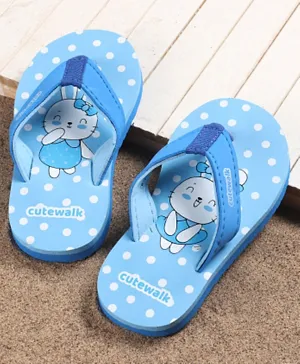 Cute Walk by Babyhug Flip Flops Bunny Print - Blue