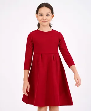 Primo Gino Full Sleeves Knee Length Frock - Maroon