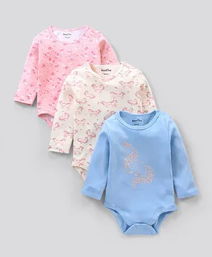 Bonfino Full Sleeves Cotton Onesies Pack of 3 - Multicolor