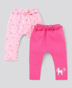 Bonfino Full Length Diaper Legging Unicorn Print Pack of 2 - Pink