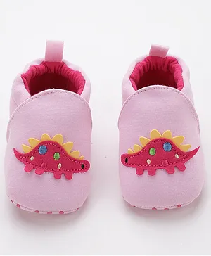 Babyoye Dino Design Booties - Pink