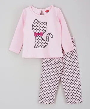 Babyhug Kitty Night Suit - Pink