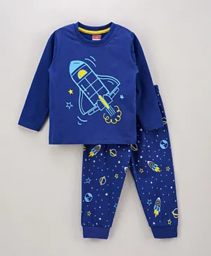 Babyhug Rocket Night Suit - Blue