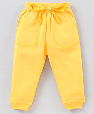 Babyoye Organic Cotton Full Length Lounge Pant With Drawstring - Light Yellow