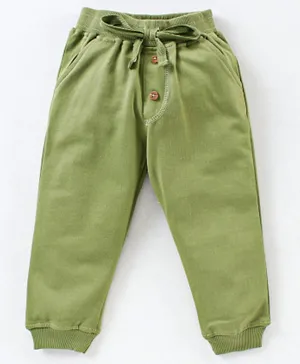 Babyoye Organic Cotton Full Length Lounge Pant With Drawstring - Light Green