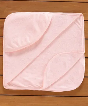 Babyhug Cotton Towel With Hood Solid- Pink