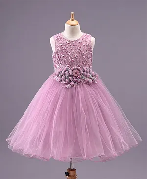 Mark & Mia Sleeveless Embellished Party Frock with Corsage and Beads - Light Purple