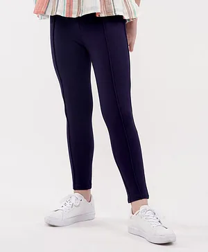 Primo Gino Ankle Length Jeggings Solid - Navy Blue