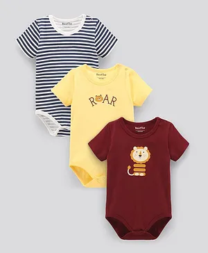 Bonfino Half Sleeves Printed Onesies Pack of 3 - Multicolour