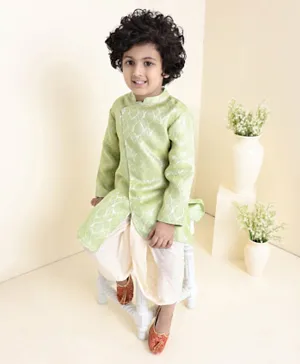 Babyhug Full Sleeves Kurta Dhoti Set Printed - Mint Green
