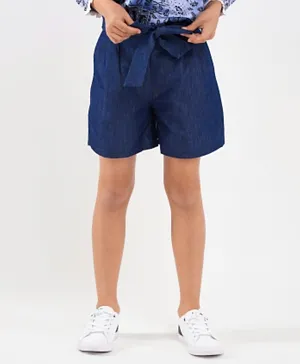Primo Gino Mid Thigh Length Solid Shorts - Blue
