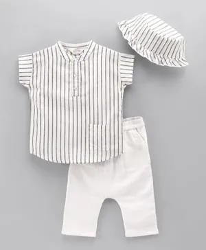 Bonfino Half Sleeves Checks Shirts and Pant Set - White
