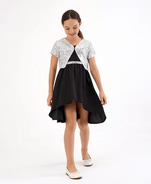 Primo Gino Half Sleeves Party Wear Shimmered Shrug - Silver