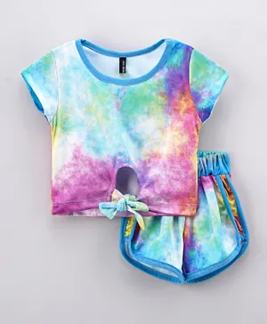 Game Begins Tie Dye Top With Shorts Set - Multicolor