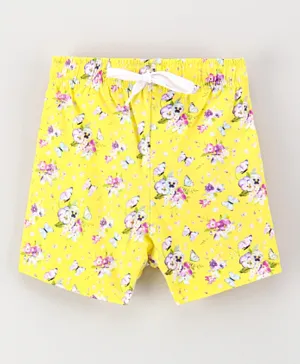 Game Begins Floral Shorts - Lemon