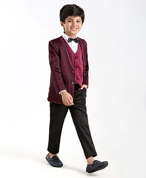 Babyhug 4-Piece Party Suit - Maroon Black