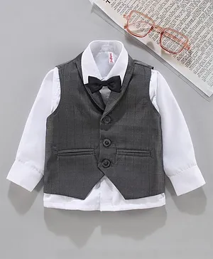 Babyhug Checked Party Shirt - White Grey