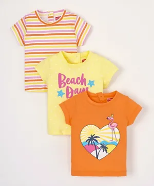 Babyhug Half Sleeves Tee With Graphics Pack Of 3 - Multicolour