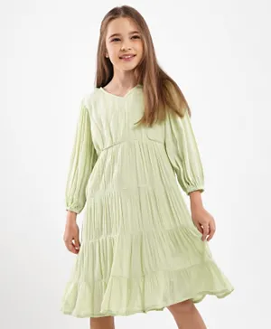 Primo Gino Full Sleeves Knee Length Frock - Green