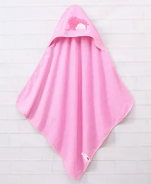 Babyhug Hooded Cotton Towel Elephant Design - Pink