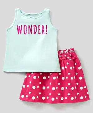Pine Kids Sleeveless Top & Skirt Set Wonder Print - Pink Blue