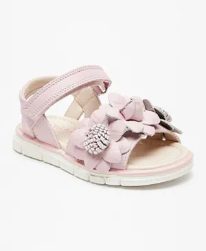 Juniors Floral Detail Velcro Closure Sandals - Pink