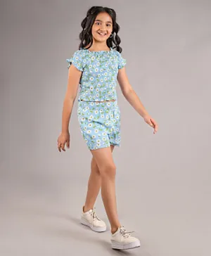 Pine Kids Cropped Length Top & Shorts Set - Blue