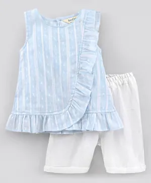 Bonfino Sleeveless Top & Shorts Set Striped - Blue White