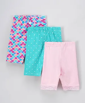 Babyhug Three Fourth Length Lycra Leggings Pack of 3 - Multicolor