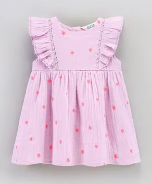 Bonfino Sleeveless Dress with Frill Details - Pink