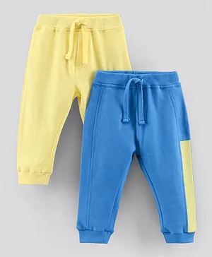 Bonfino Full Length Solid Color Joggers Pack Of 2 - Blue Yellow
